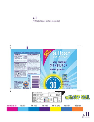 Image Of Tube Label (Alba Kids Mineral Sunblock Spf 30)
